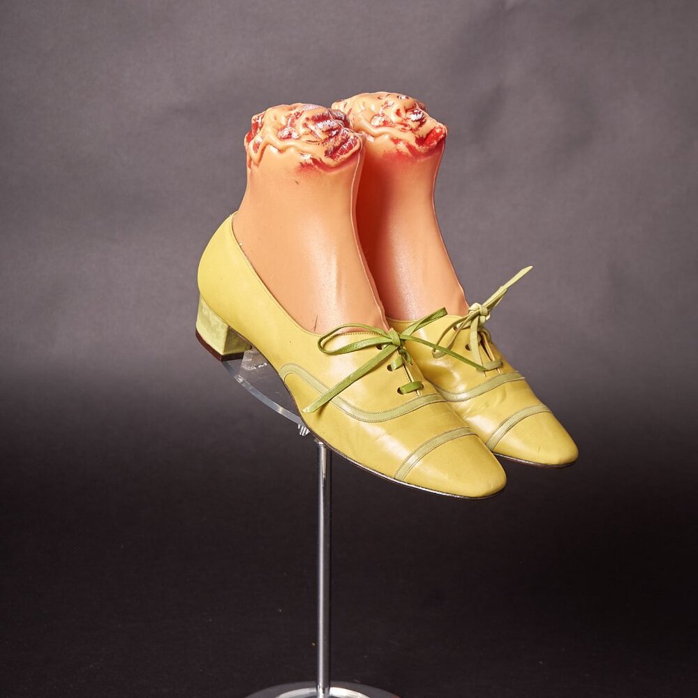 1970s Yellow and Lime Oxford Mod Shoes Heels